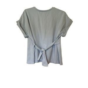 Express Top in light blue with tied waste and cuff sleeve